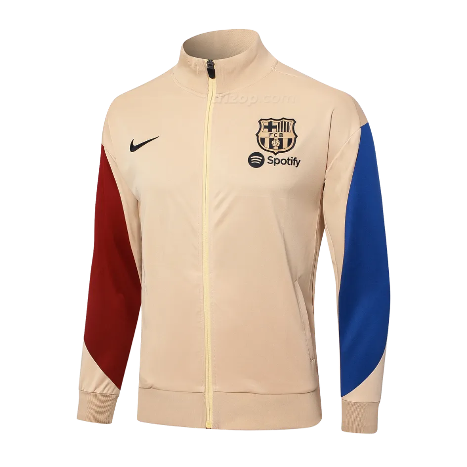 chaqueta-barca-beige-24-25-1 Chaqueta deportiva FC Barcelona 24/25 - Imagen 1