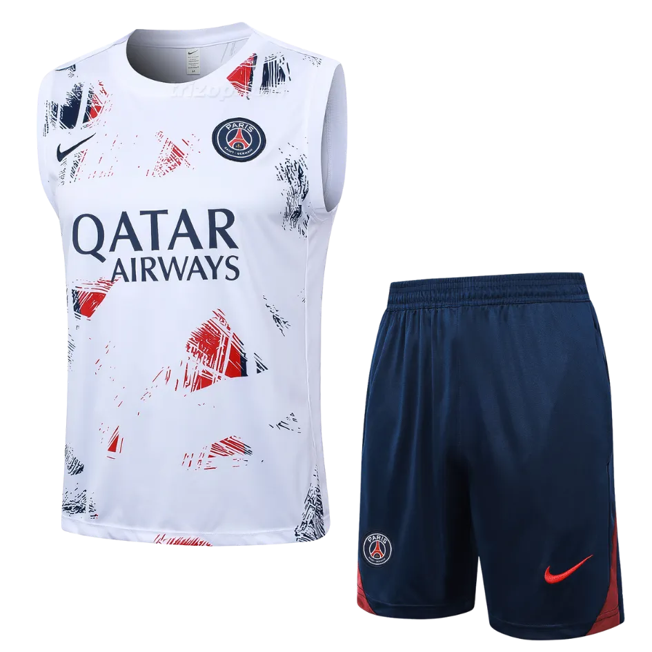 conj-sin-mangas-blanco-psg-24-25-1 Conjunto entrenamiento sin mangas Paris Saint-Germain 24/25 - Imagen 1
