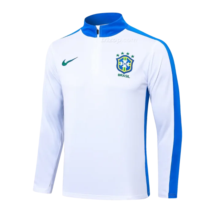 Sudadera entrenamiento blanco Retro Brasil 24/25 - Imagen 1